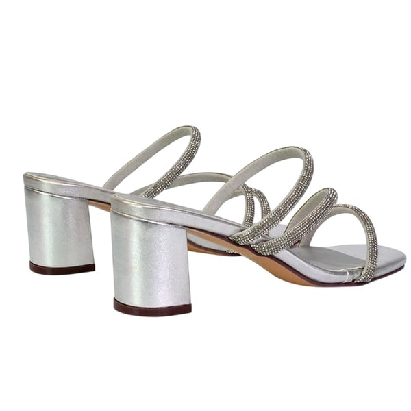 XY London Womens/Ladies Mckenna Diamante Strappy Block Heel Mules