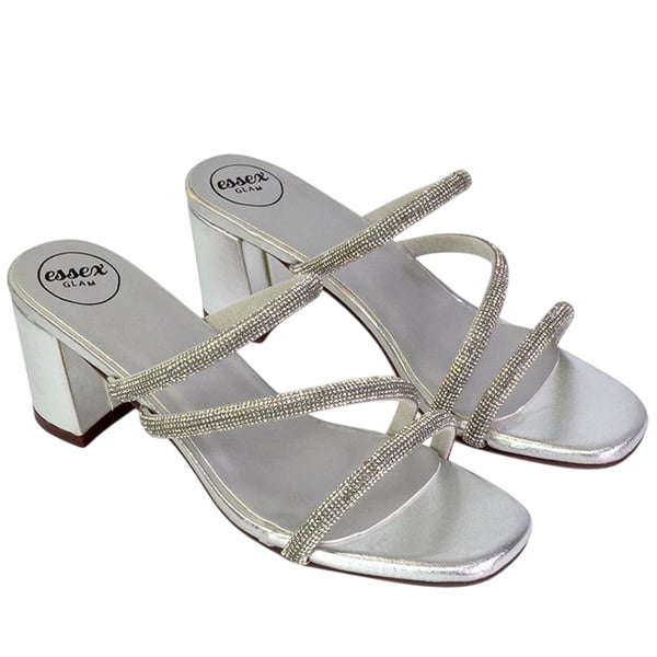 XY London Womens/Ladies Mckenna Diamante Strappy Block Heel Mules