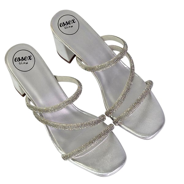 XY London Womens/Ladies Mckenna Diamante Strappy Block Heel Mules