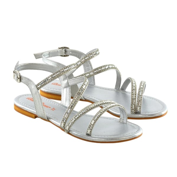 XY London Womens/Ladies Mercedes Diamante Strappy Flat Sandals