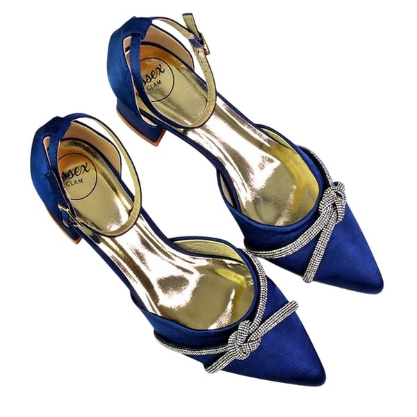 XY London Dam Sarah Diamante Spetsig Mellanhög Blockklack Pumps