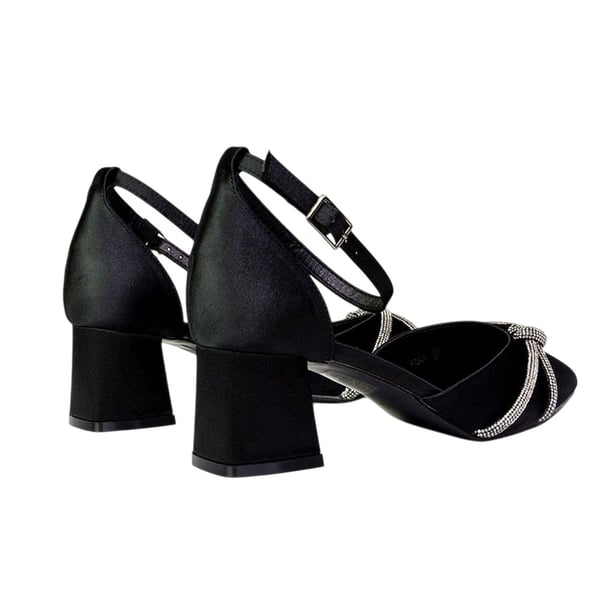 XY London Dam Sarah Diamante Spetsig Mellanhög Blockklack Pumps