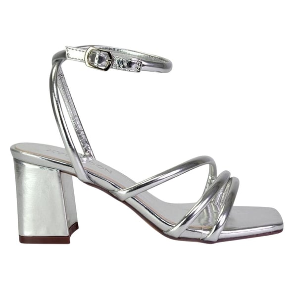XY London Womens/Ladies Trixie Strappy Metallic Square Toe Buckle Mid Block Heel Sandals