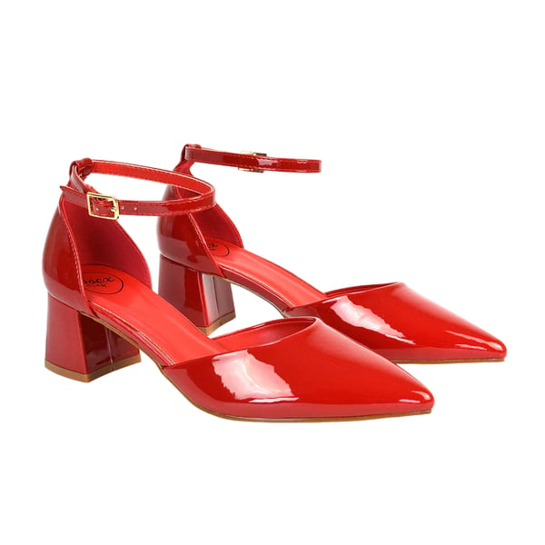 XY London Womens/Ladies Evie Ankle Strap Low Block Heel Court Shoes