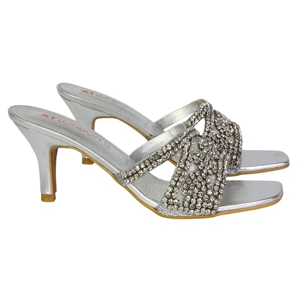 XY London Womens/Ladies Dominica Diamante Mule Sandals