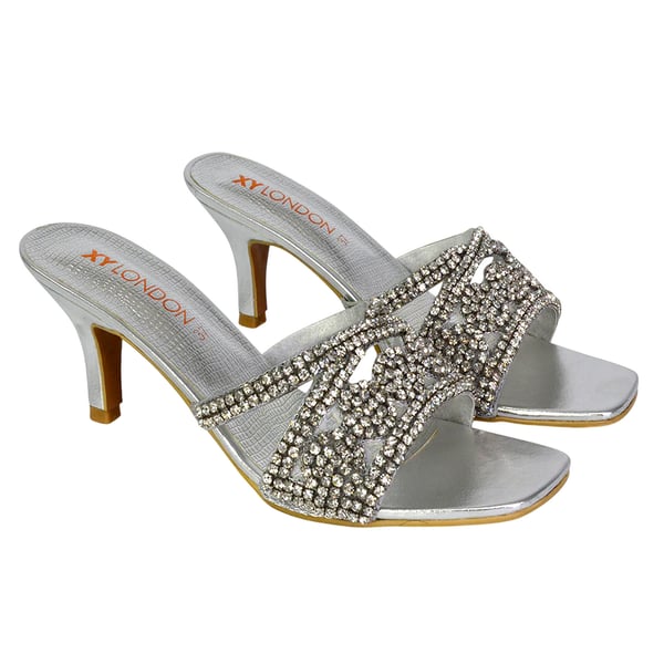 XY London Womens/Ladies Dominica Diamante Mule Sandals