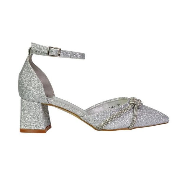 XY London Womens/Ladies Sarah Diamante Glitter Ankle Strap Medium Block Heel Sandals