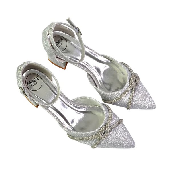 XY London Womens/Ladies Sarah Diamante Glitter Ankle Strap Medium Block Heel Sandals