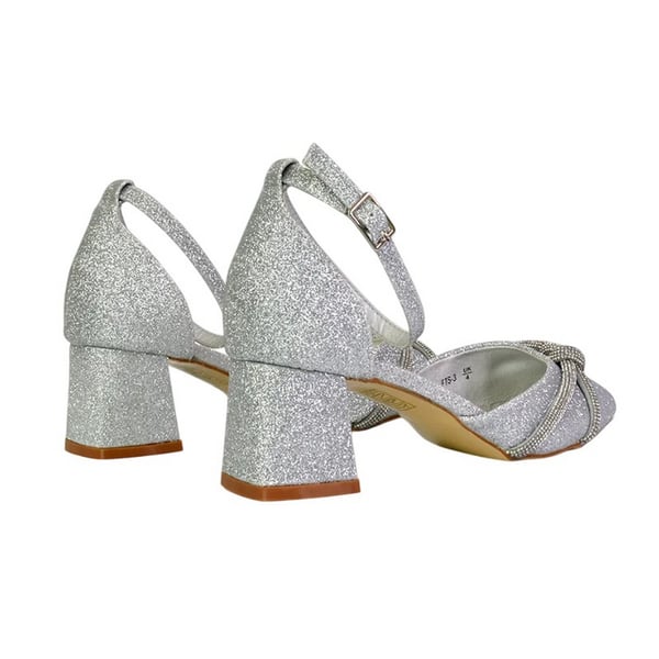 XY London Womens/Ladies Sarah Diamante Glitter Ankle Strap Medium Block Heel Sandals