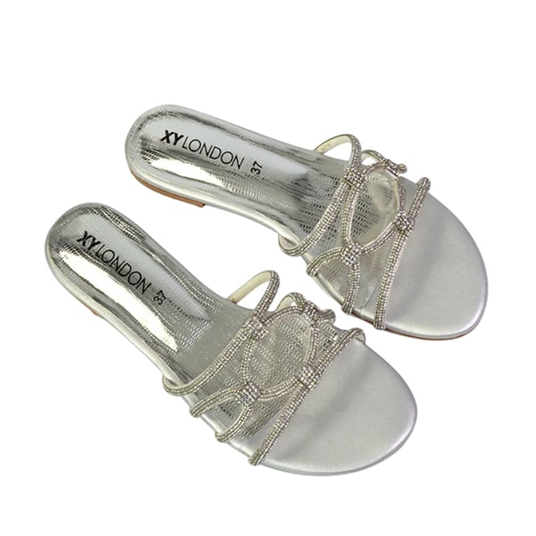 XY London Womens/Ladies Tiger Diamante Sparkly Flat Sandals