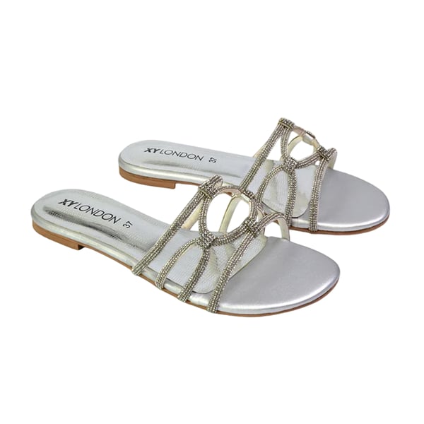 XY London Womens/Ladies Tiger Diamante Sparkly Flat Sandals XY London Womens/Ladies Tiger Diamante Sparkly Flat Sandals