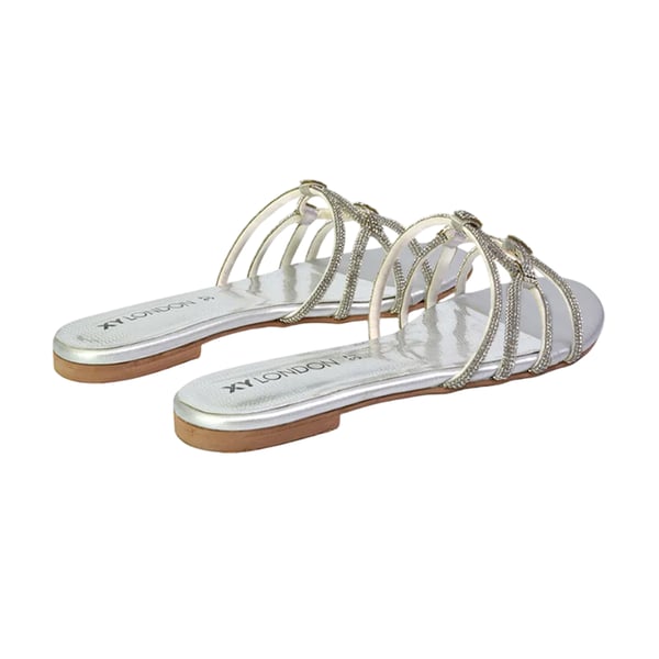 XY London Womens/Ladies Tiger Diamante Sparkly Flat Sandals