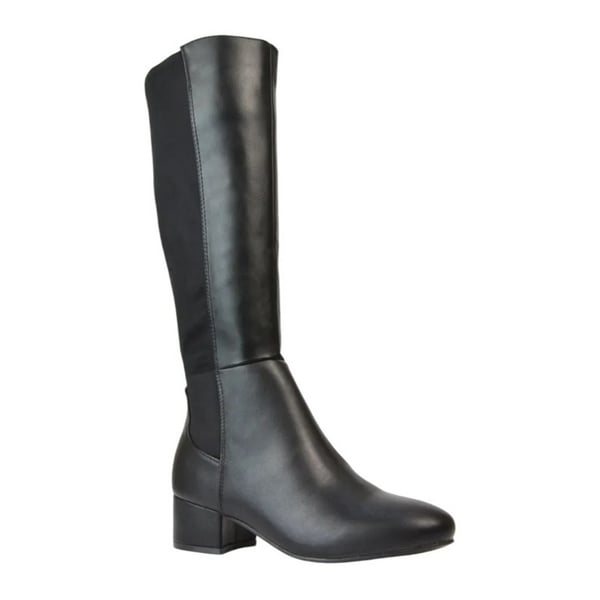 XY London Womens/Ladies Hannah Zip Elasticated Shaft Low Block Heel Long Boots