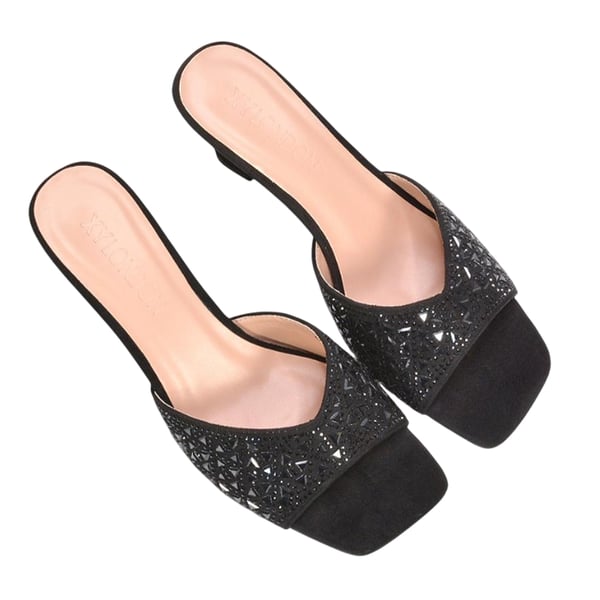 XY London Womens/Ladies Georgia Diamante Heeled Mule Sandals