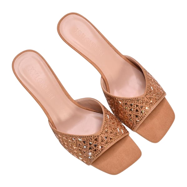 XY London Womens/Ladies Georgia Diamante Heeled Mule Sandals