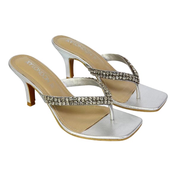 XY London Womens/Ladies Lynn Diamante Kitten Heel Sandals XY London Womens/Ladies Lynn Diamante Kitten Heel Sandals