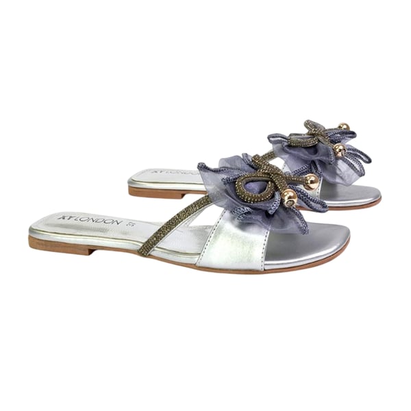 XY London Womens/Ladies Zendaya Diamante Mesh Bow Flat Sandals
