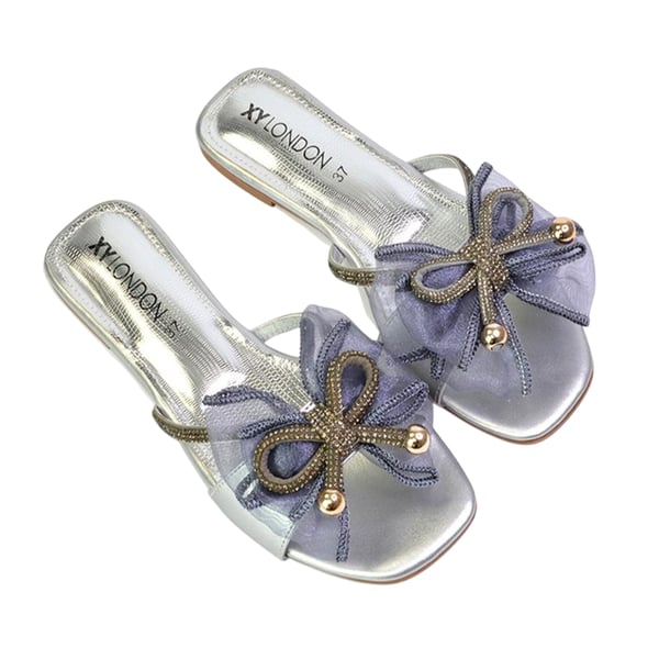 XY London Womens/Ladies Zendaya Diamante Mesh Bow Flat Sandals