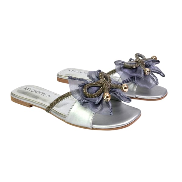XY London Womens/Ladies Zendaya Diamante Mesh Bow Flat Sandals