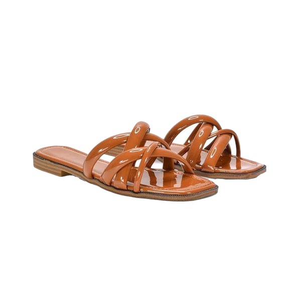 XY London Womens/Ladies Fiona Strappy Patent Leather Flat Sliders