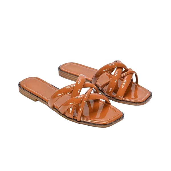 XY London Womens/Ladies Fiona Strappy Patent Leather Flat Sliders