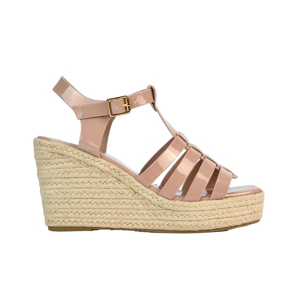 XY London Womens/Ladies Remi Patent Leather Square Toe Wedge Sandals