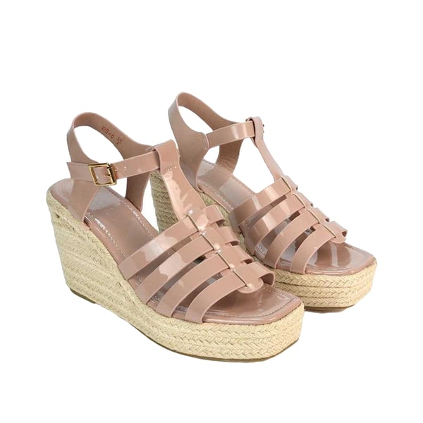 XY London Womens/Ladies Remi Patent Leather Square Toe Wedge Sandals