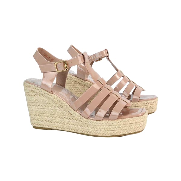 XY London Womens/Ladies Remi Patent Leather Square Toe Wedge Sandals