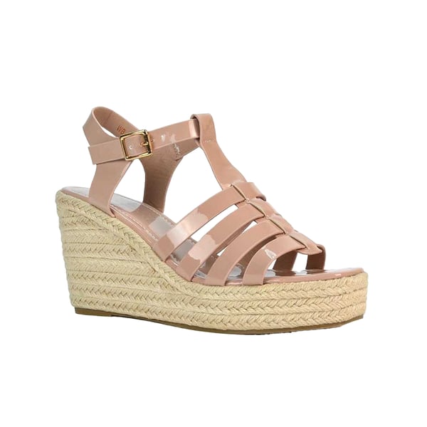 XY London Womens/Ladies Remi Patent Leather Square Toe Wedge Sandals XY London Womens/Ladies Remi Patent Leather Square Toe Wedge Sandals