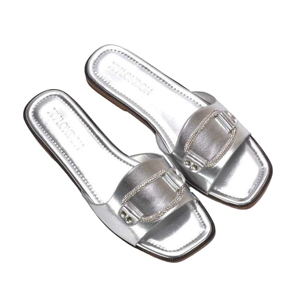 XY London Womens/Ladies Annie Diamante Metallic Flat Sandals