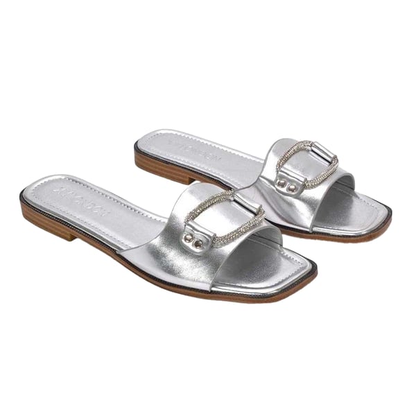 XY London Womens/Ladies Annie Diamante Metallic Flat Sandals