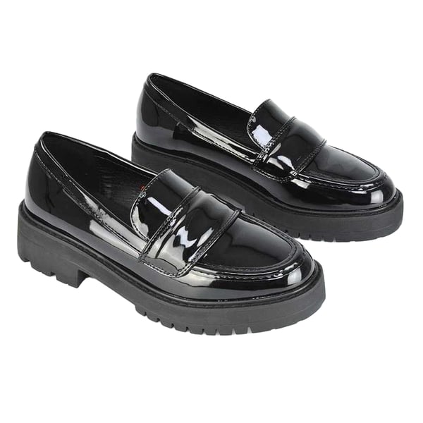 XY London Womens/Ladies Kourtney Patent Leather Chunky Heel Loafers