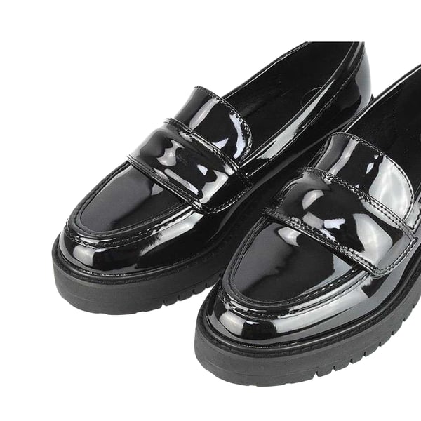 XY London Womens/Ladies Kourtney Patent Leather Chunky Heel Loafers