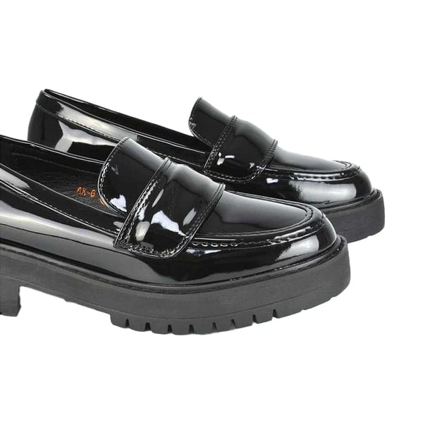 XY London Womens/Ladies Kourtney Patent Leather Chunky Heel Loafers