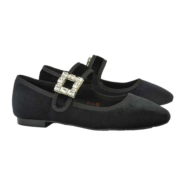XY London Naisten Rhyse Diamante Sametti Mary Janes -kengät