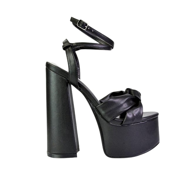 XY London Womens/Ladies Faylinn Chunky Ankle Strap High Block Heel Platform Shoes