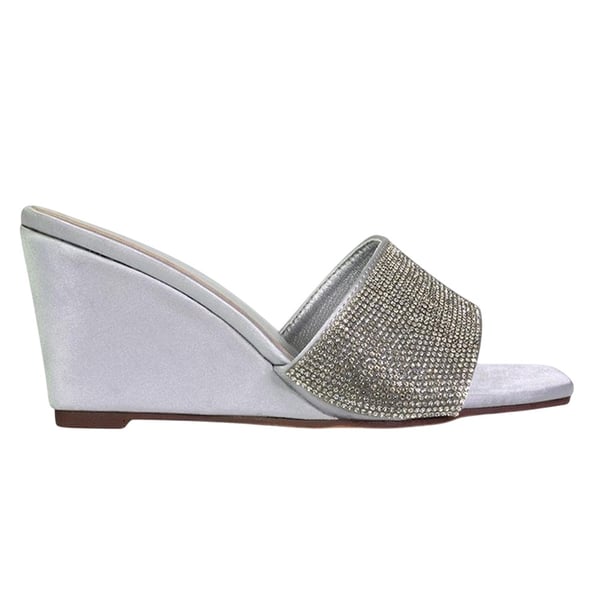 XY London Womens/Ladies Eliza Diamante Satin Wedge Mule Sandals