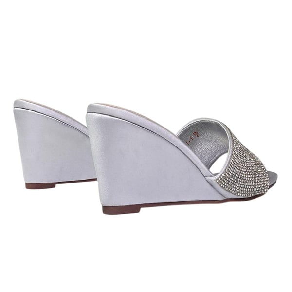 XY London Womens/Ladies Eliza Diamante Satin Wedge Mule Sandals