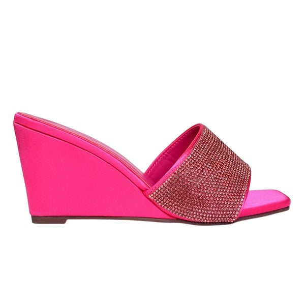 XY London Womens/Ladies Eliza Diamante Satin Wedge Mule Sandals