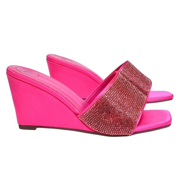 XY London Womens/Ladies Eliza Diamante Satin Wedge Mule Sandals