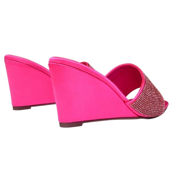 XY London Womens/Ladies Eliza Diamante Satin Wedge Mule Sandals
