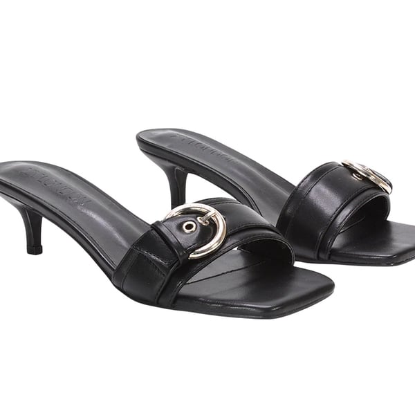 XY London Womens/Ladies Addison Buckle Detail Slip-on Kitten Heel Mule Sandals