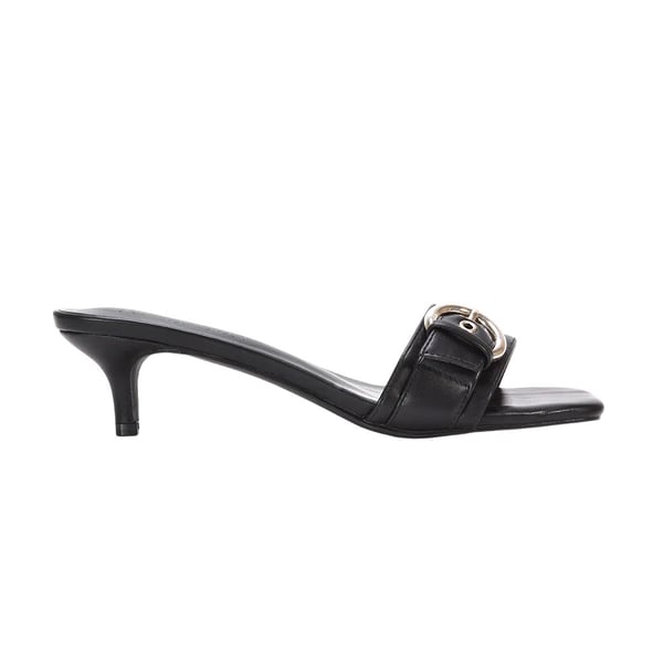 XY London Womens/Ladies Addison Buckle Detail Slip-on Kitten Heel Mule Sandals