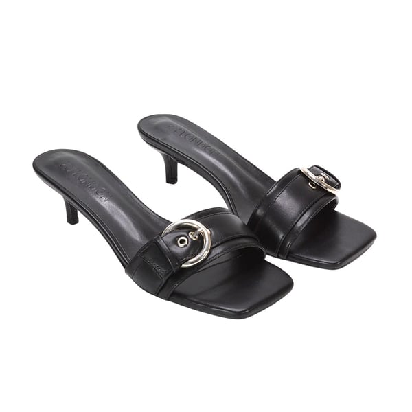 XY London Womens/Ladies Addison Buckle Detail Slip-on Kitten Heel Mule Sandals