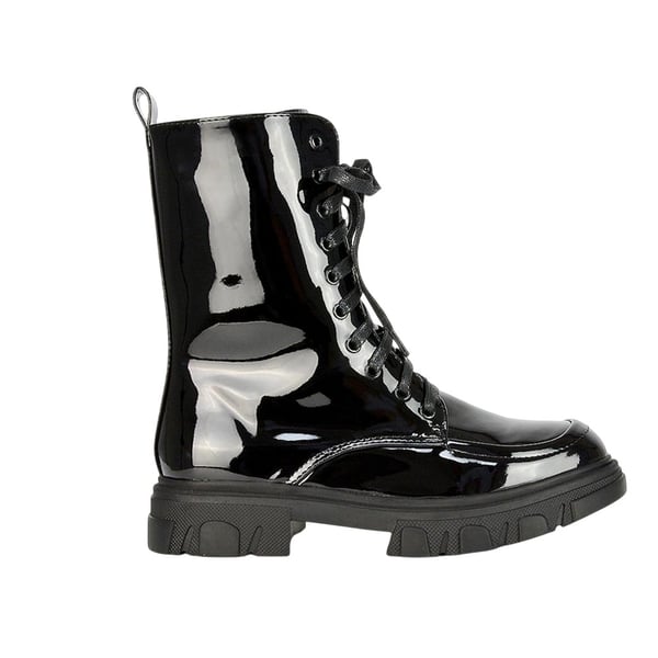 Womens/Ladies Patent Biker Boots