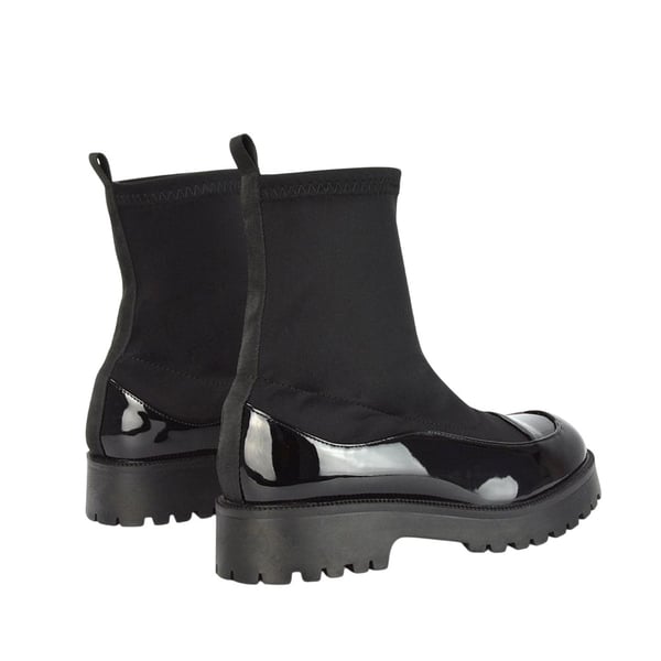 XY London Womens/Ladies Kerry Patent Chunky Flat Biker Boots