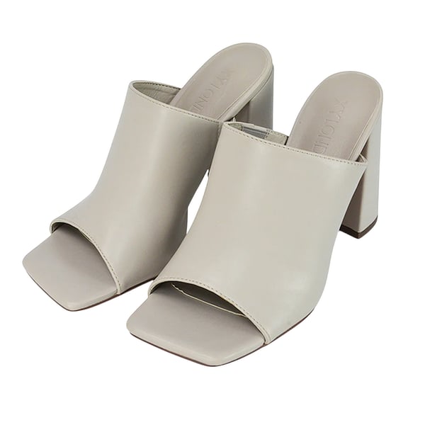 XY London Womens/Ladies Square Toe High Block Heel Mule Sandals
