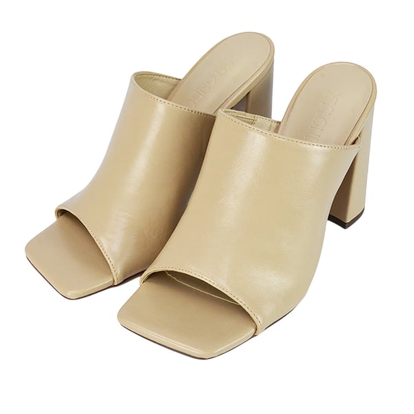 XY London Womens/Ladies Square Toe High Block Heel Mule Sandals