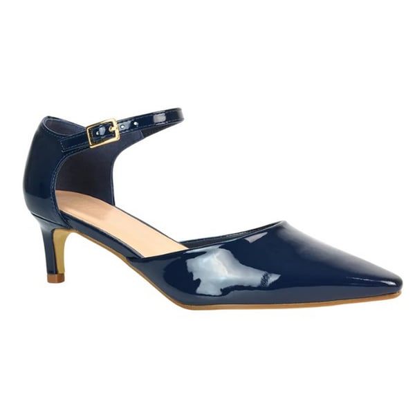XY London Dam Kacey Patent Ankelrem Låg Kitten Heel Sandaler