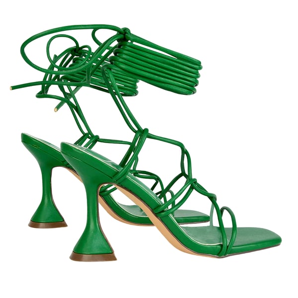 XY London Womens/Ladies Briar Square Toe Lace Up Sculptured Mid Heel Sandals